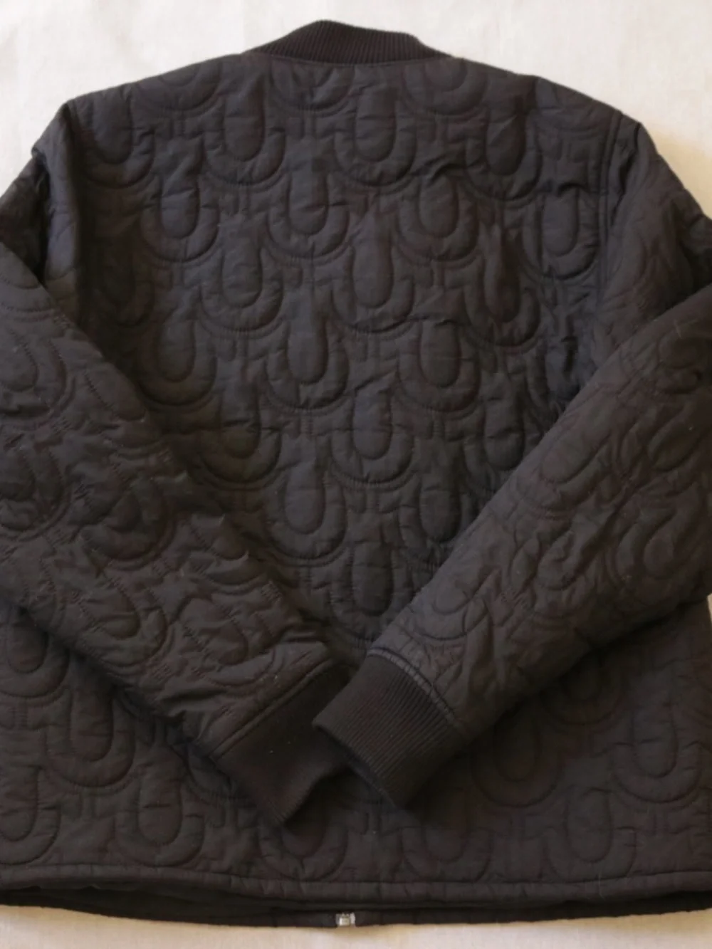 True Religion Men's Size L Black Long Sleeve Full-Zip Quilted Bomber Jacket